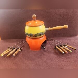 Vtg Mushroom Fondue Pot 60s/70s